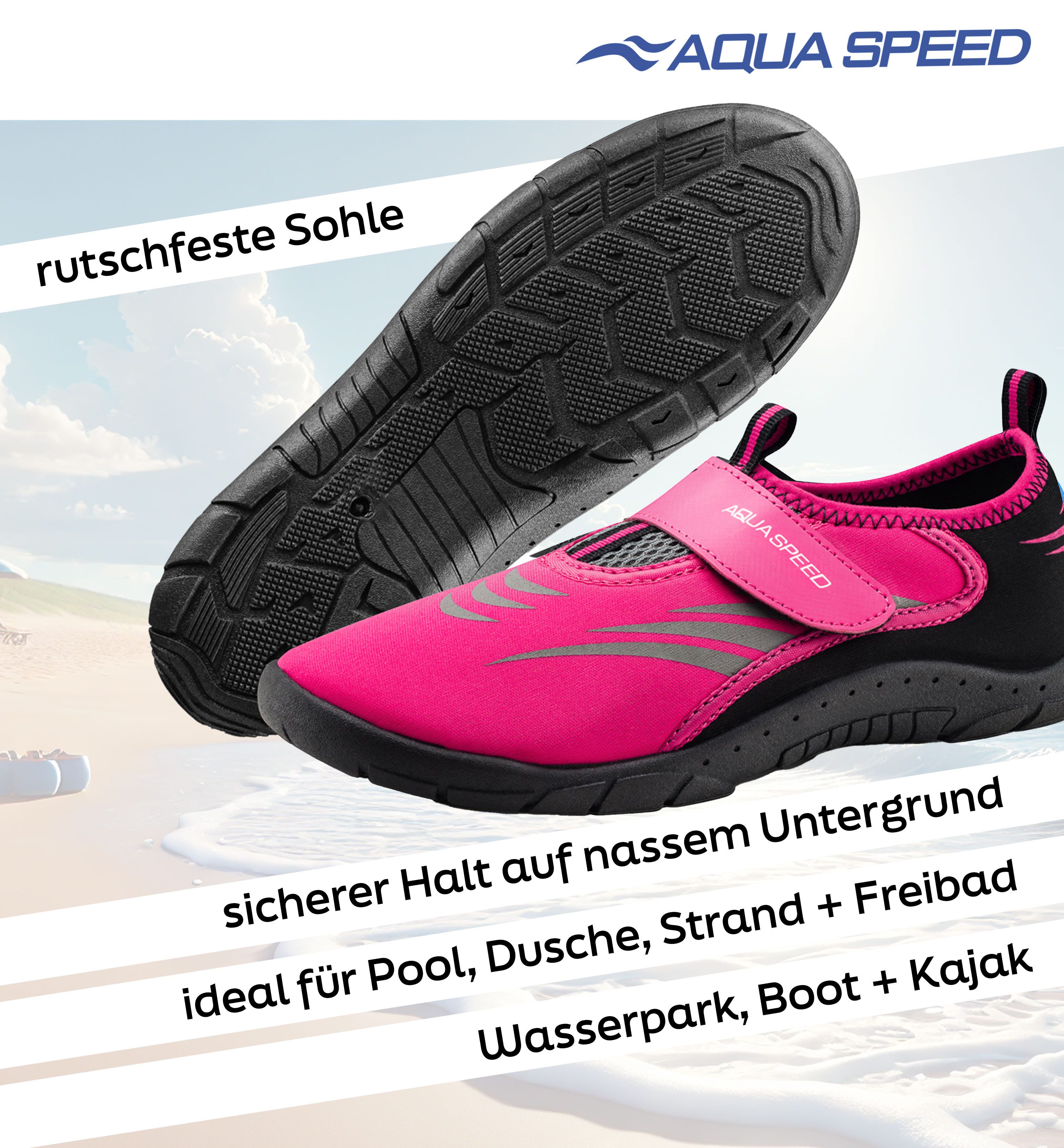 Aqua Speed Badeschuhe Damen Gr. 40 – ideal für Strand, Dusche & Camping Wasserschuh (Bequeme Aquaschuhe mit Schutz – ideal für Garten & See) Weiches Obermaterial – Sitzt sicher ohne Einschneiden oder Druck