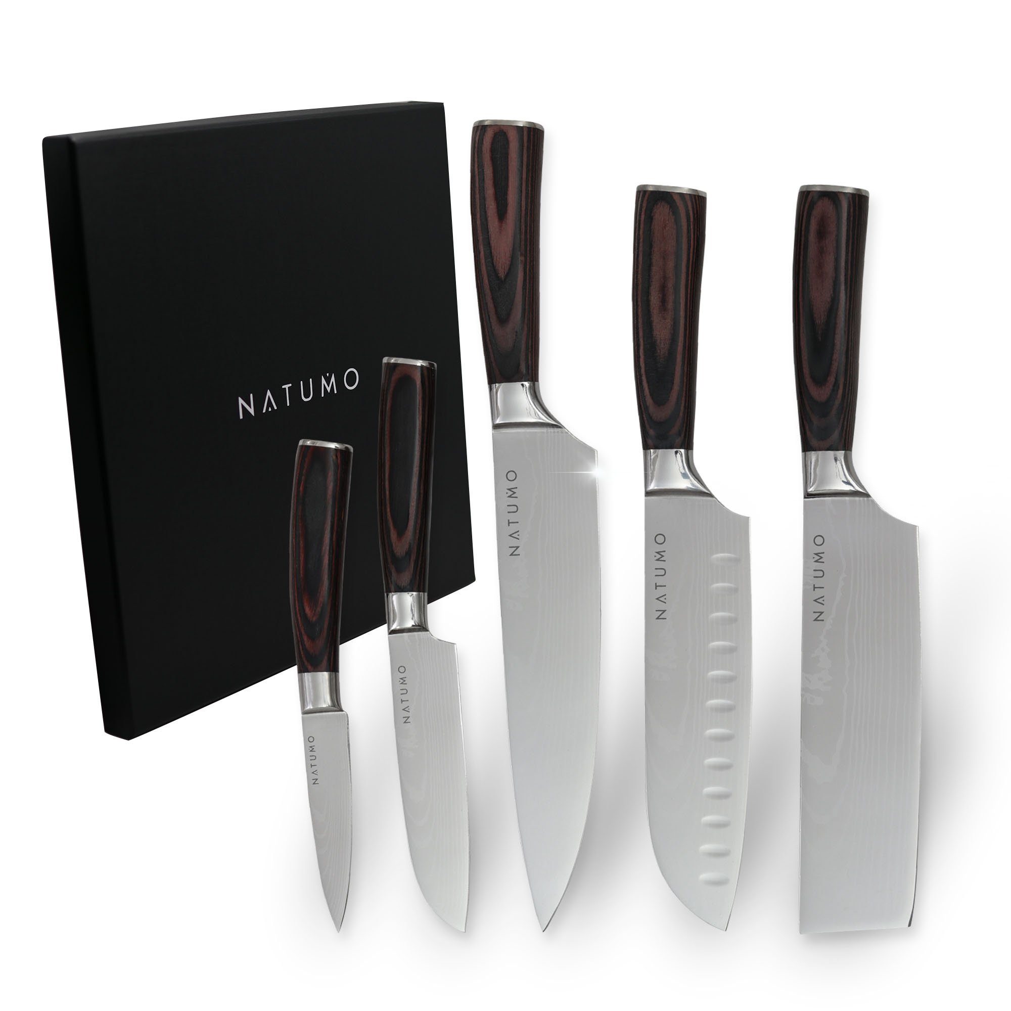 natumo Allzweckmesser Küchenmesser NATUMO Profi aus Messerset scharfes Pakkaho Set 5-teilig