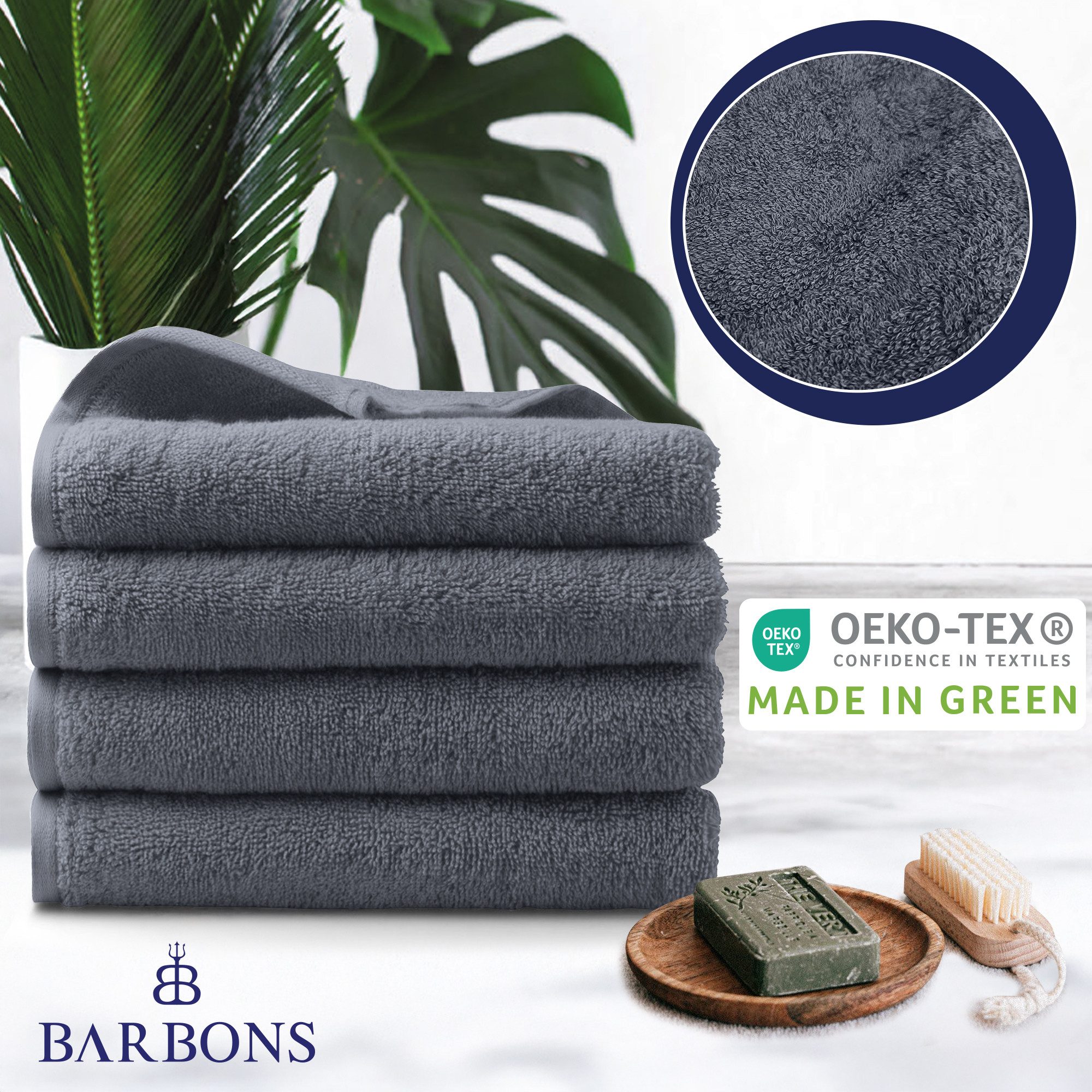 BARBONS Badetücher Duschtücher Set, Handtücher 4-tlg günstig online kaufen