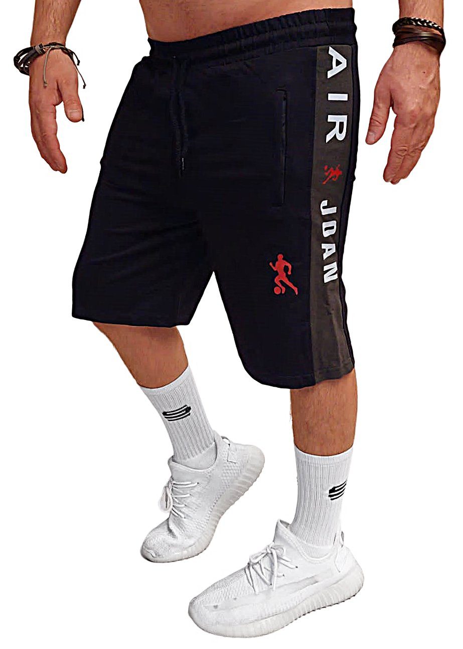 RMK Shorts Herren Short shorts Bermuda 3/4 sport Fitness uni tarn Capri Hose kurz Sommer Schwarz (1006)