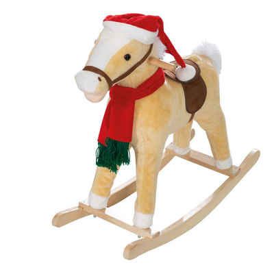 roba® Schaukelpferd mit Sattel, gepolstert, mit abnehmbarer Weihnachtsmütze & Schal