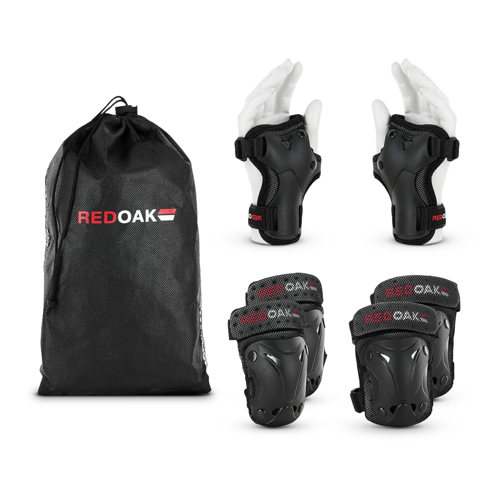 Bestlivings Protektoren-Set Redoak Schutzausrüstung (7-tlg., mit Ellenbogenschutz, Knieschutz und Handgelenkschutz, inkl. Tasche), Hochwertige Schutzausrüstung - Schoner Set - Inliner Schützer