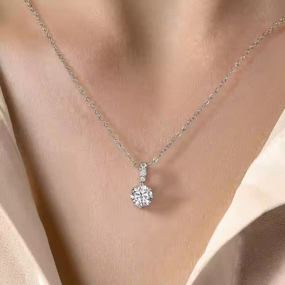 Runde Perlé Kette mit Anhänger elegante Kette mit Moissanite 5mm, 1,0 Ct, 9 günstig online kaufen