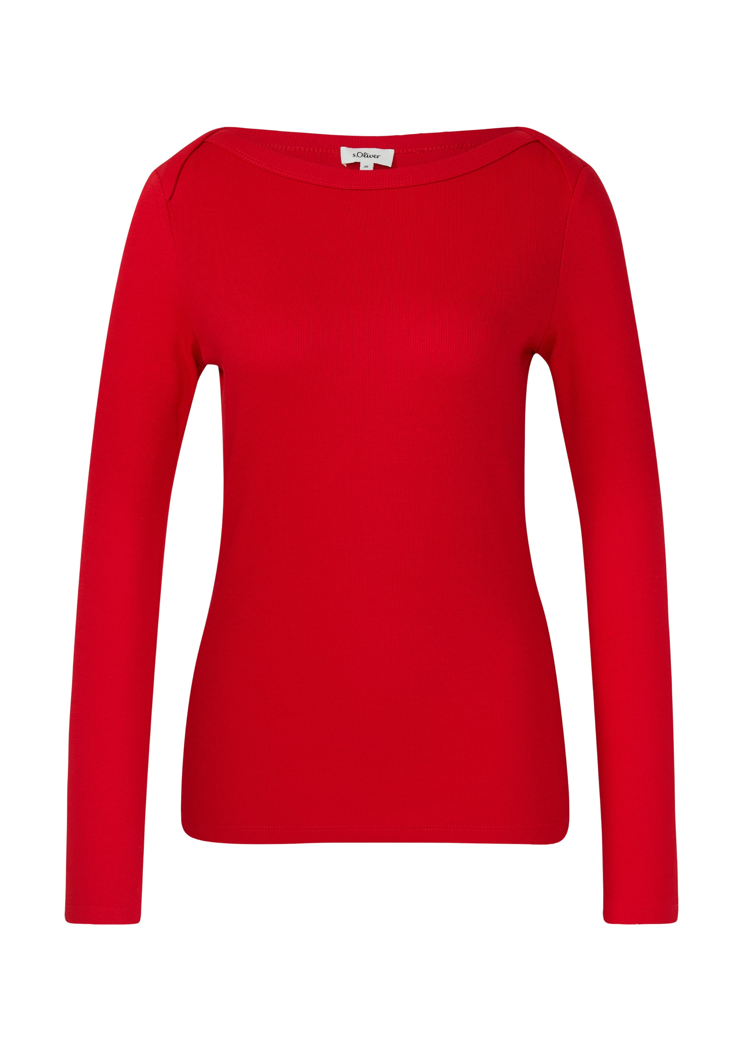 s.Oliver Langarmshirt gerippt, mit U-Boot-Ausschnitt