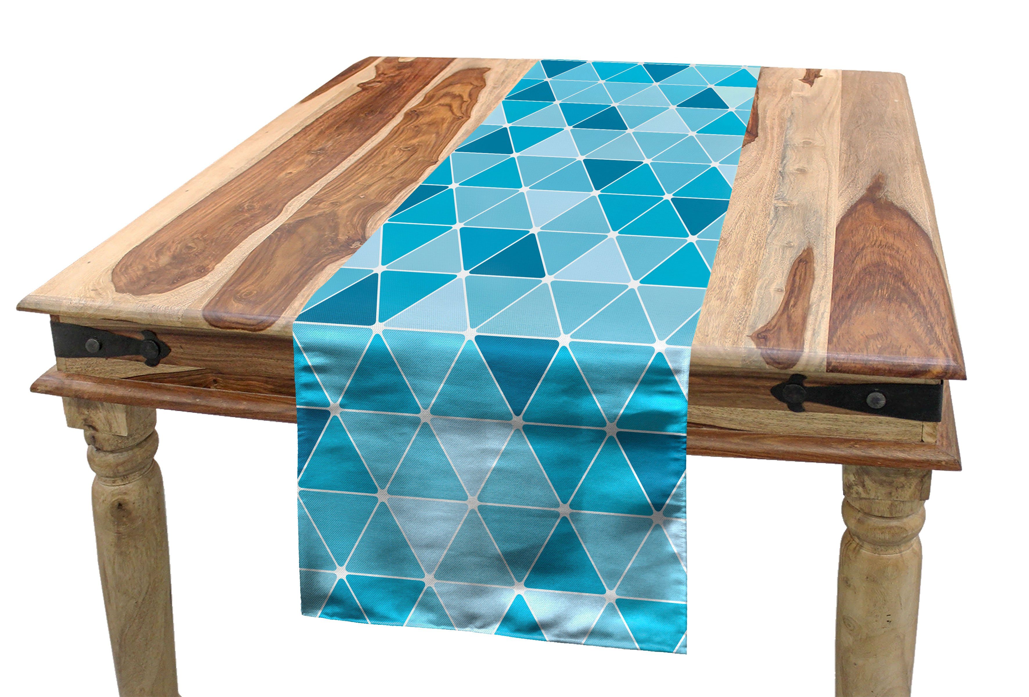 Abakuhaus Tischläufer Esszimmer Küche Rechteckiger Dekorativer Tischläufer, Blau Geometrische Triangles Mosaik