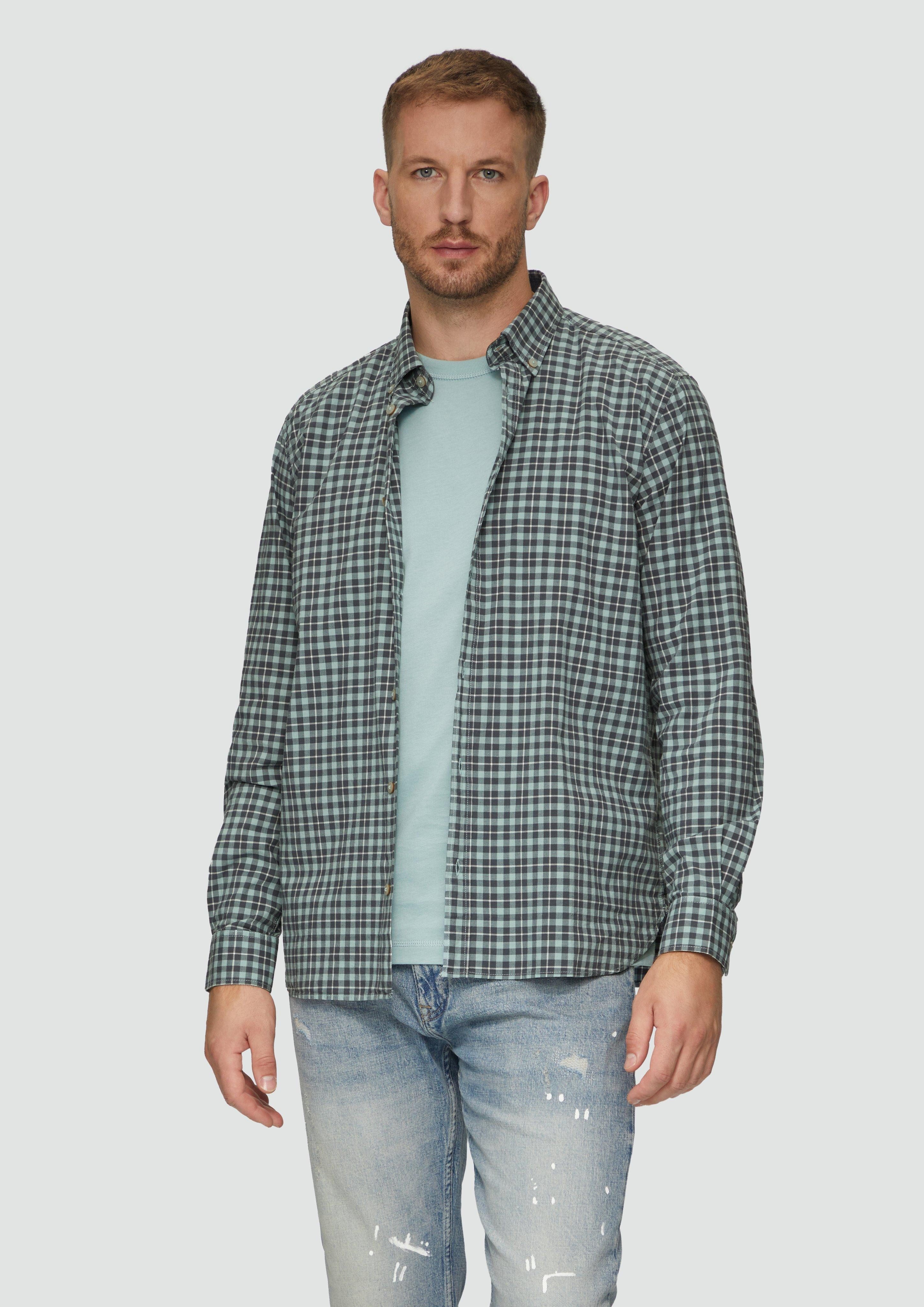 Langarmhemd Regular Fit: Hemd aus Baumwollstretch mit Button-Down-Kragen