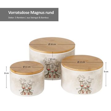 MamboCat Vorratsglas B. 3tlg Set Gebäckdose Magnus 5 Rentiere - 2023424, Steingut