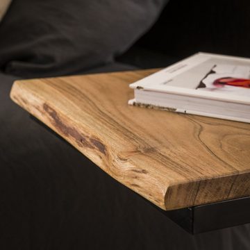 LEVEN Lifestyle Laptoptisch 2´er Set Nachttisch Beistelltisch Akazie Baumkante Holz (2´er Set), Höhe 60 m