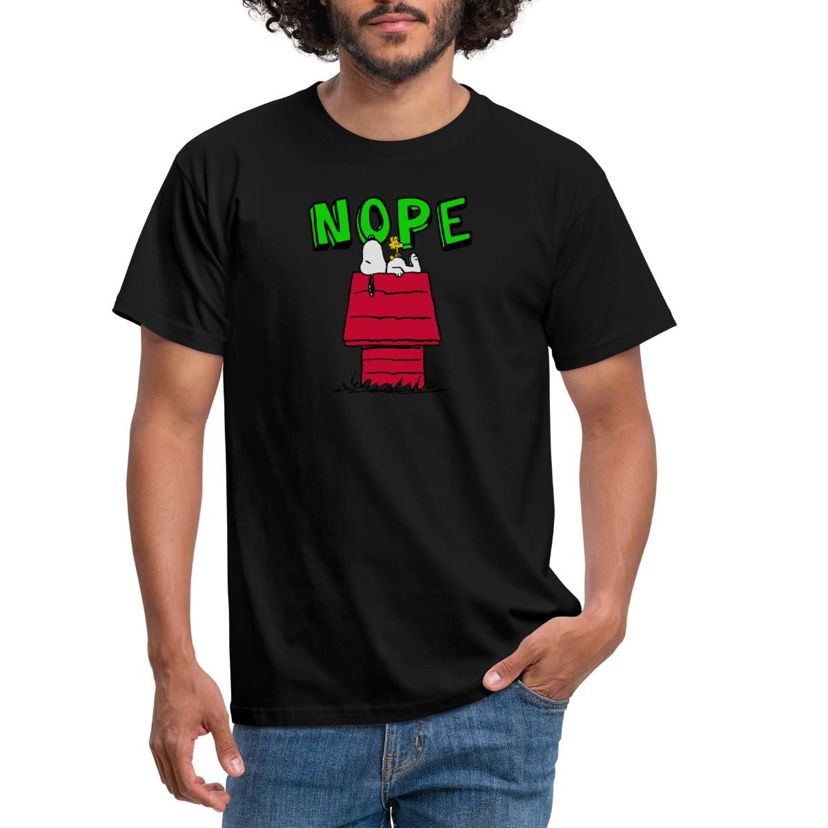 Spreadshirt T-Shirt Peanuts Snoopy Nope Nö Lustig Männer T-Shirt (1-tlg)