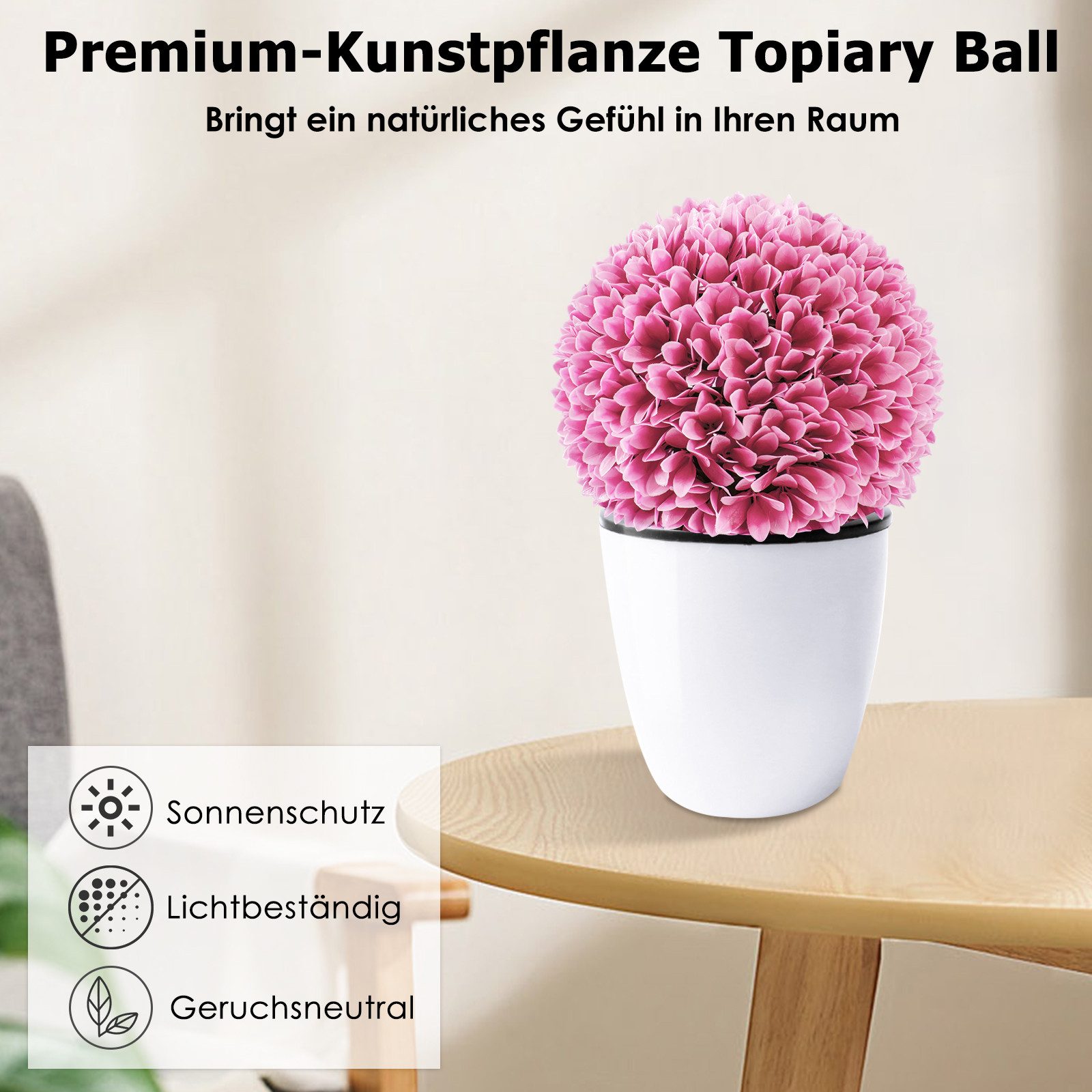 Kunstpflanze Buchsbaumkugel, KOMFOTTEU, Formschnittball Kunstbaum 28cm