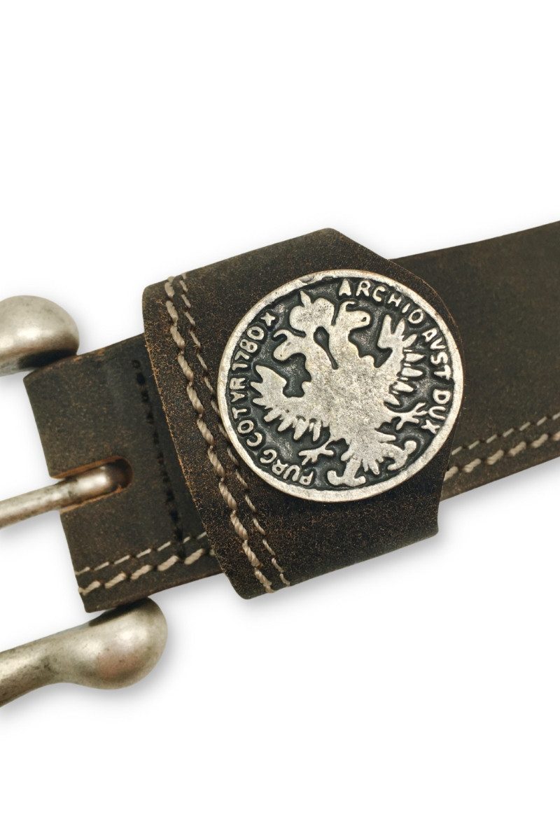 Töpfer Ledermanufaktur Ledergürtel Trachtengürtel - DOPPELADLER - dunkelbraun