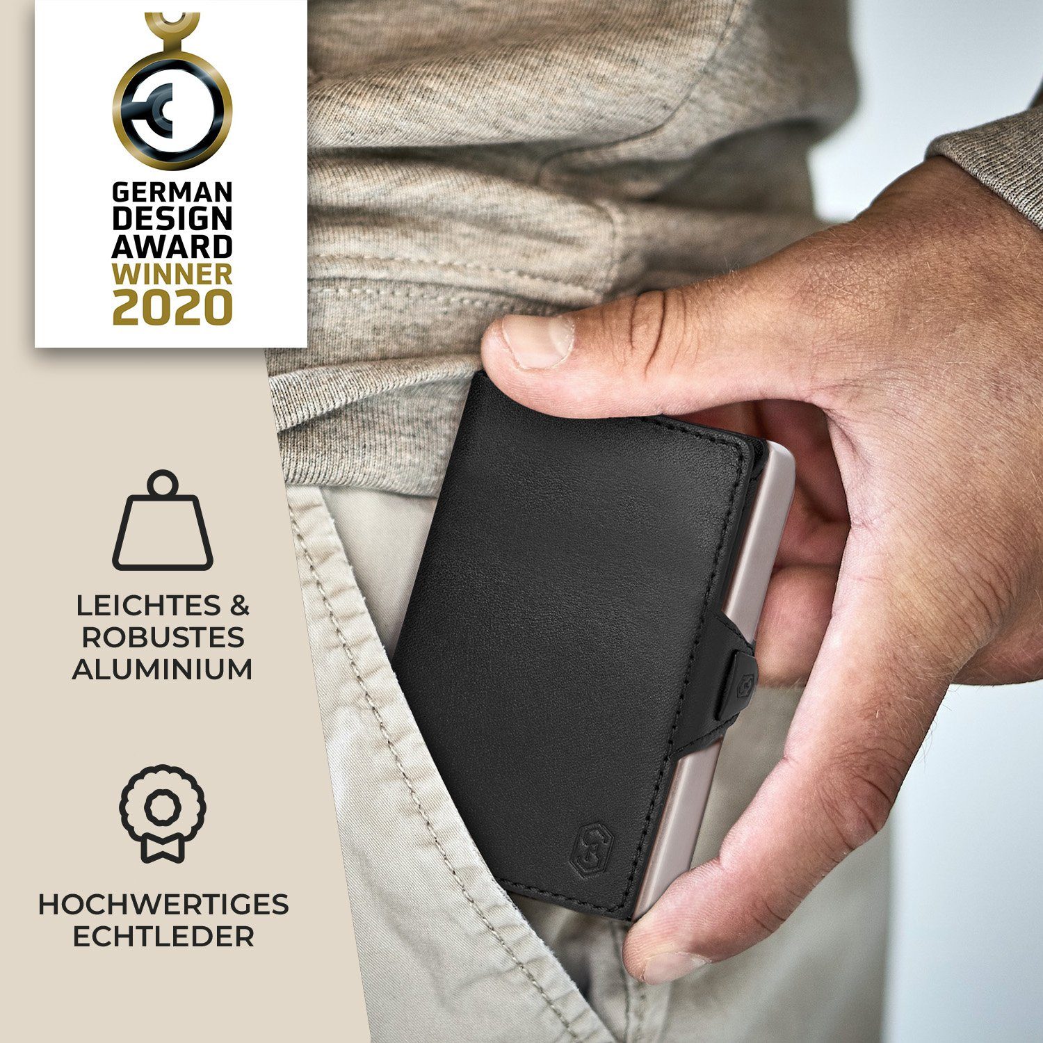 RFID-Schutz Wallet Slimpuro Herren Bankkarten (Set), 8 ZNAP Geldbörse Geldscheine Portemonnaie Karten Damen Slim Schwarz/Nickel Münzen