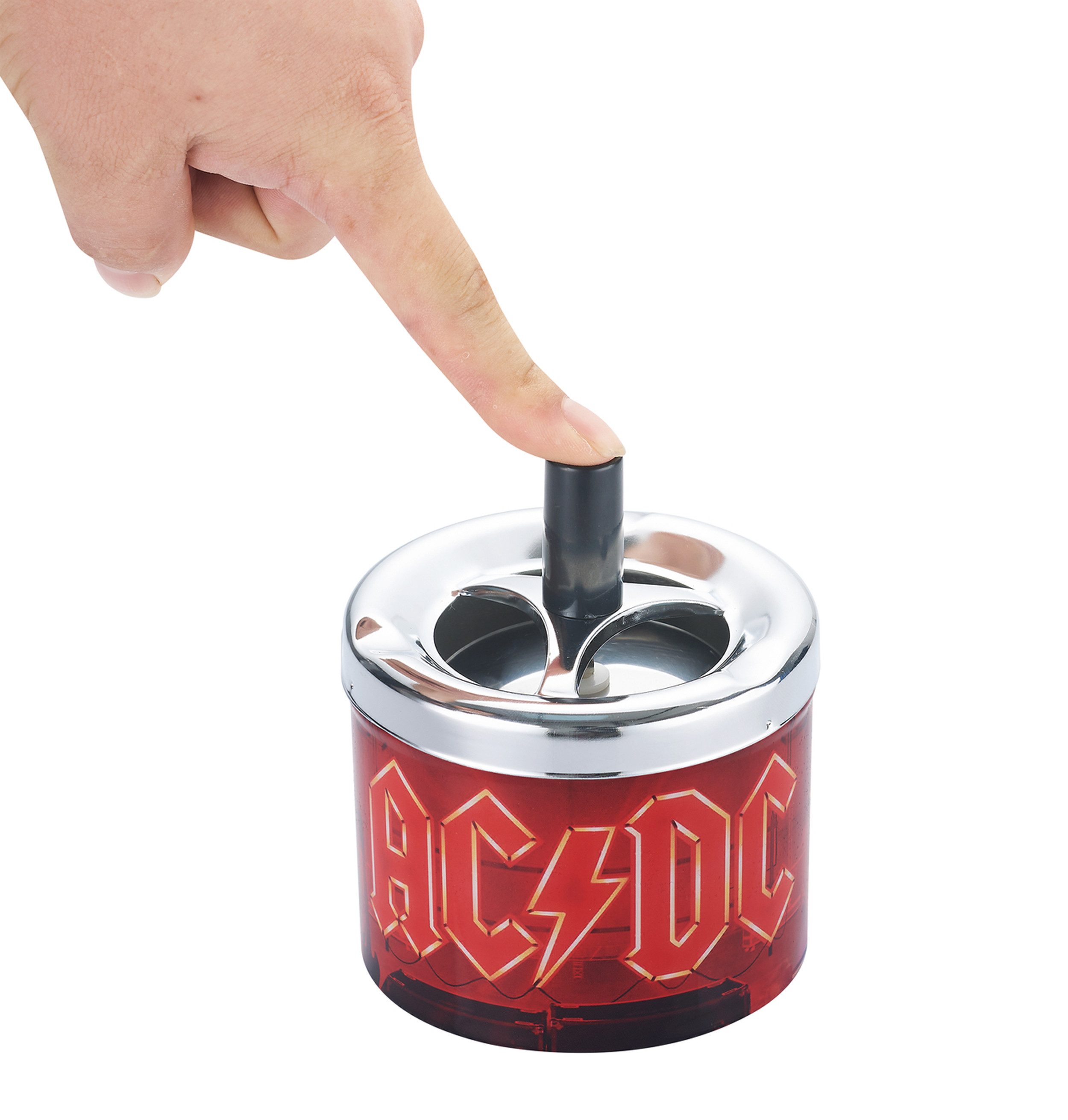CHAMP Aschenbecher DREHASCHENBECHER AC/DC Ø9,5cm aus Metall Aschenbecher 650 (Rot), Windaschenbecher Druckaschenbecher Windaschenbecher Ascher