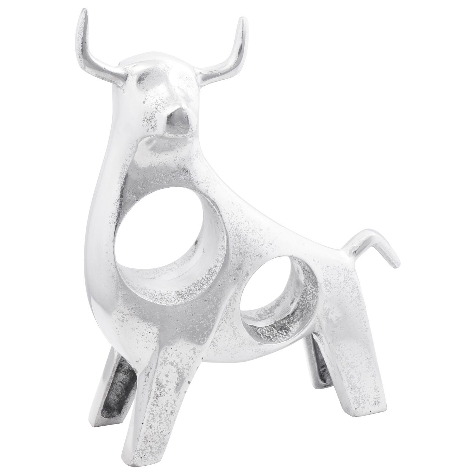 vidaXL Dekofigur 22 x 9,5 x 34 cm Stierskulptur Silber Aluminium 22x9,5x34 cm Elegante