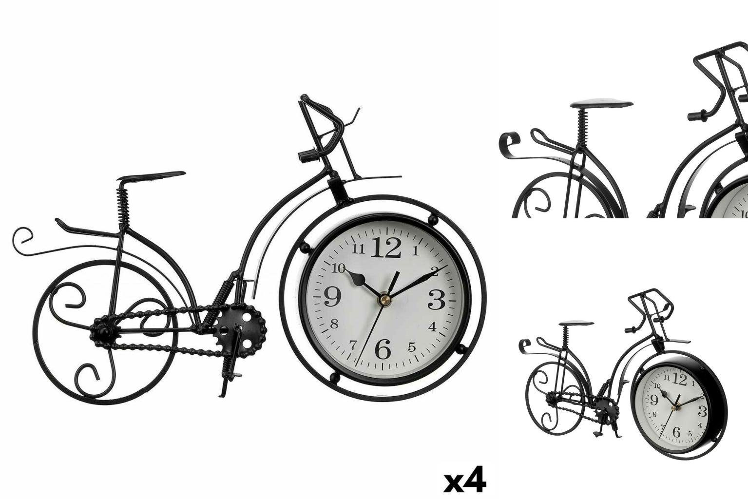 Gift Decor Uhr Tischuhr Fahrrad Schwarz Metall 33 x 22,5 x 4,2 cm 4 Stück