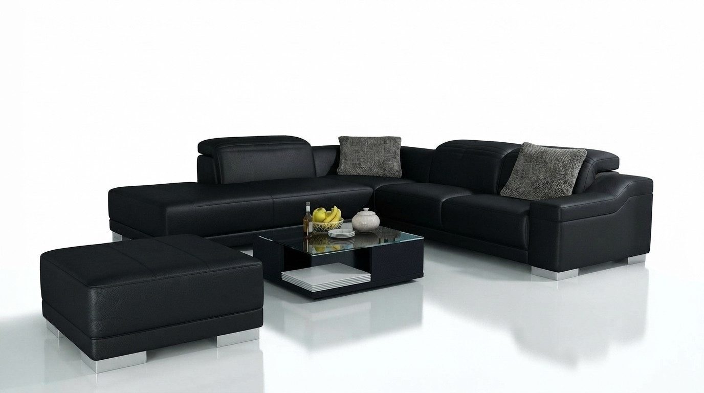 Xlmoebel Ecksofa Elegantes Designer-Sofa in L-Form mit hochwertiger Polsterung, Ecksofa mit Hocker 2 Teile, Hergestellt in Europa