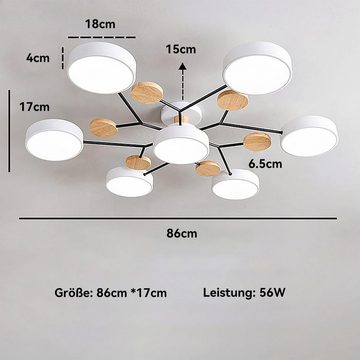 DOPWii Deckenleuchte 6 + 1 Köpfe Deckenlampe, für Wohnzimmer, 3 Lichtmodi