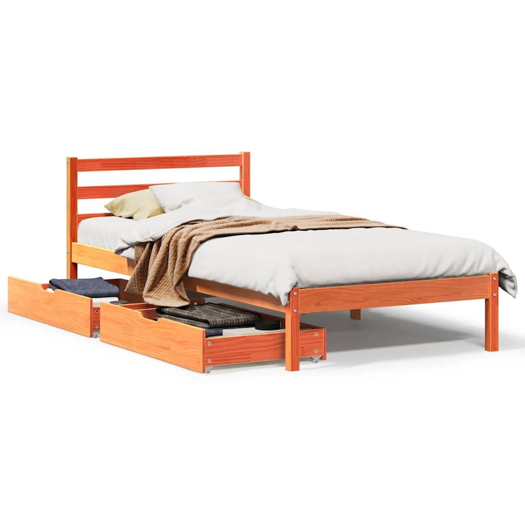 vidaXL Bett Massivholzbett ohne Matratze Wachsbraun günstig online kaufen