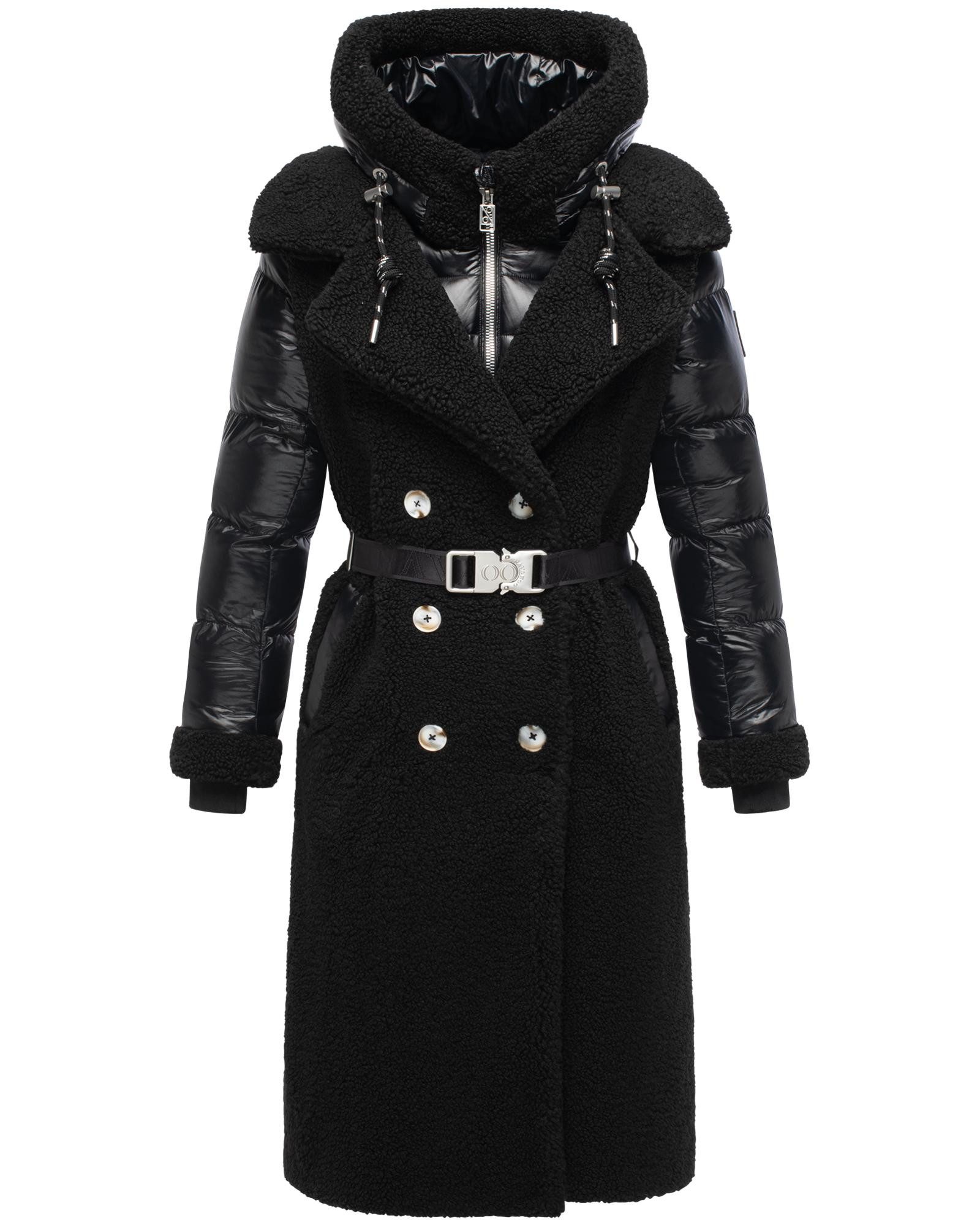 Navahoo Wintermantel Kuscheltraum 14 Modischer Damen Plüschmantel aus angesagtem Materialmix