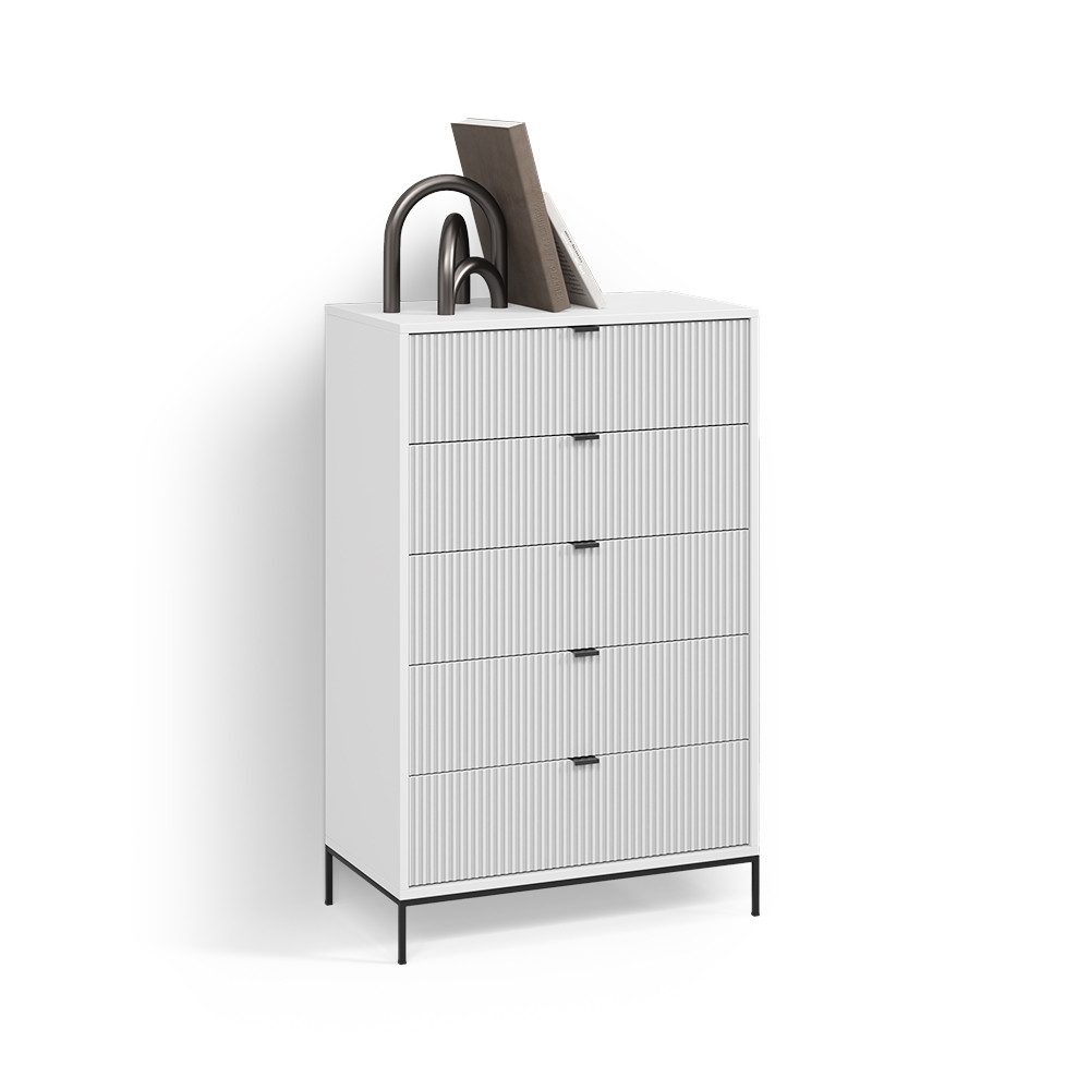 Livinity® Kommode Aterno, Weiß, mit 5 Schubladen (1 St)