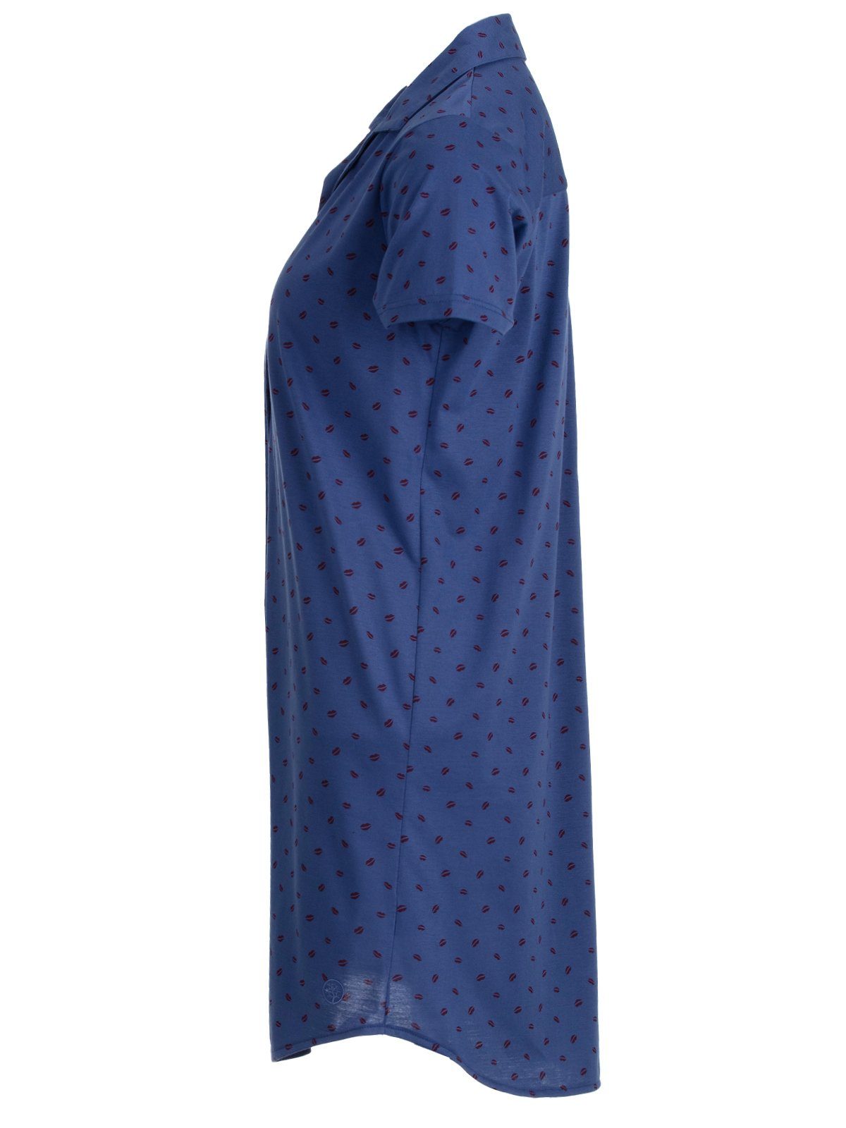 zeitlos Nachthemd Kussmund blau Kurzarm - Nachthemd