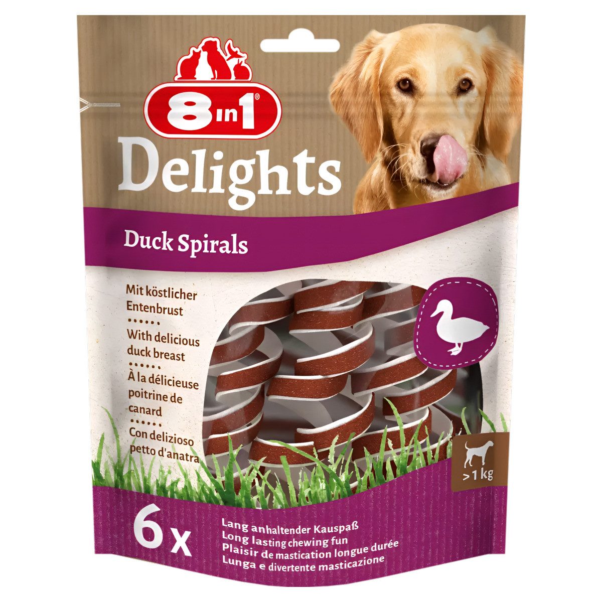 8in1 Delights Duck Spirals 60 g, für: Hund