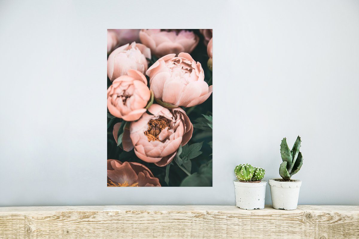 MuchoWow Wandposter Rosa (1 Blumen - St), Natur - Rahmen Wohnzimmer, Poster Pflanzen, für Ohne - Wandbild, Poster,