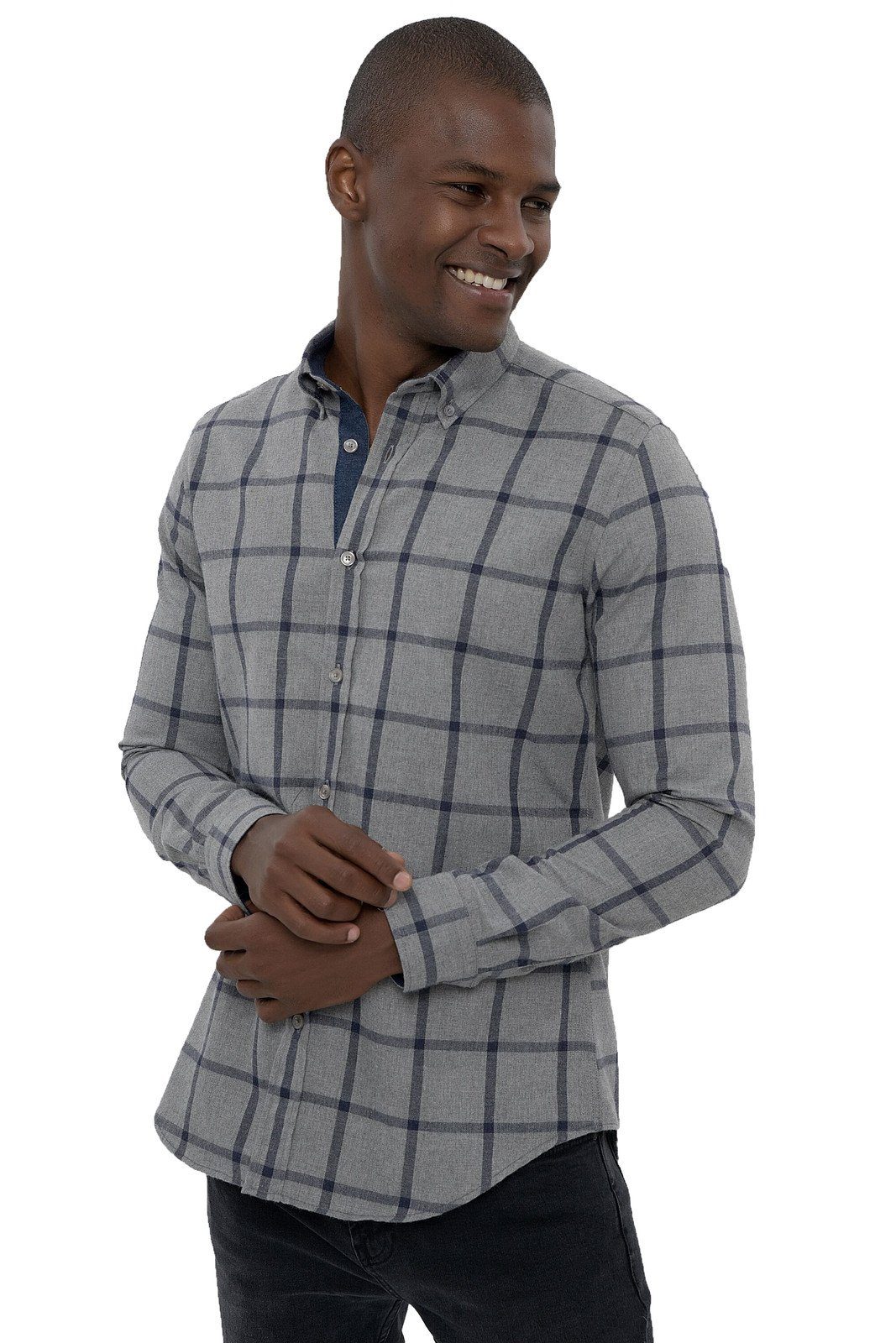 Jimmy Sanders Langarmhemd »JIMMY SANDERS FlanellHemd kariertes Herren