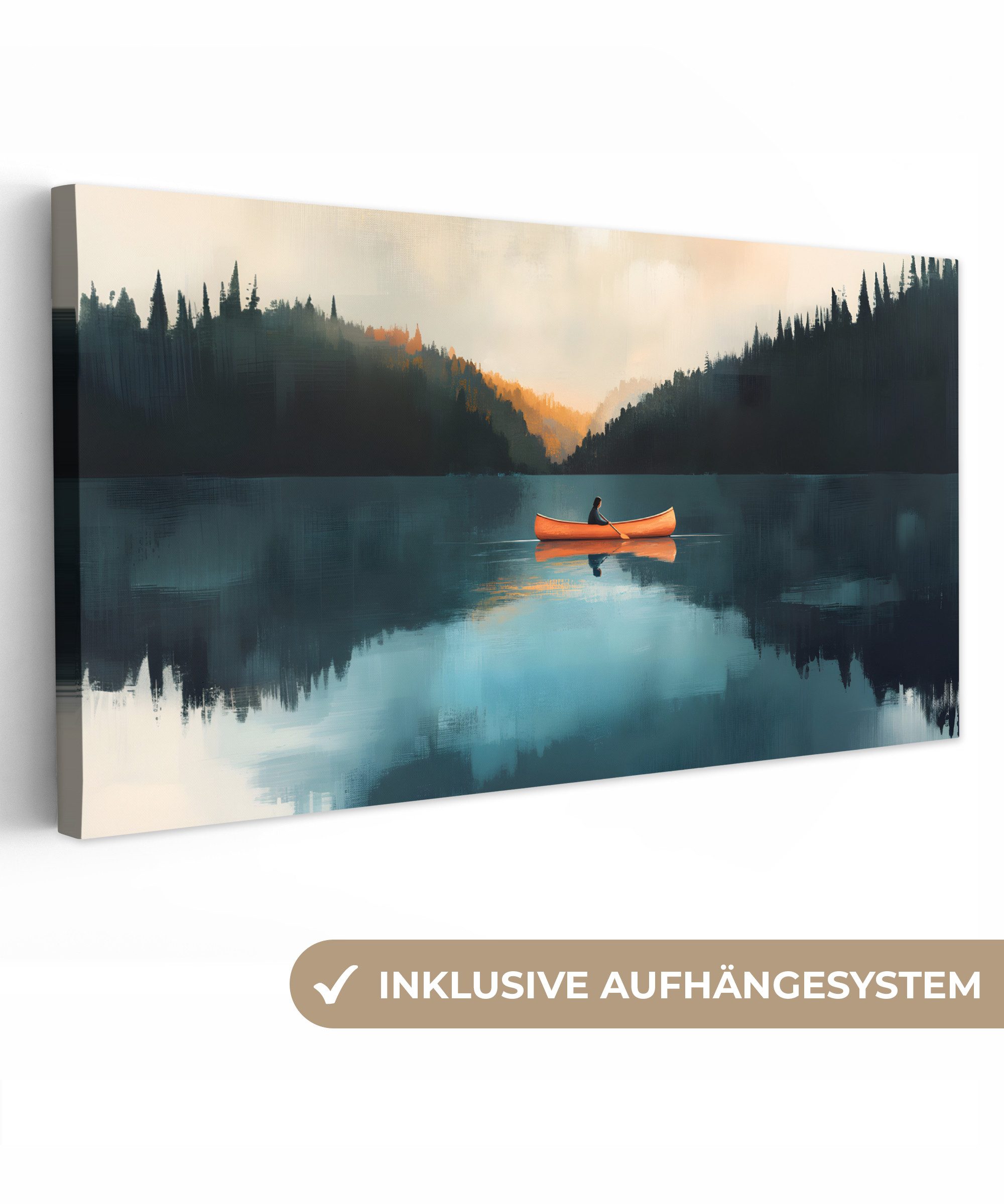 OneMillionCanvasses® Leinwandbild Panorama Wälder - See günstig online kaufen
