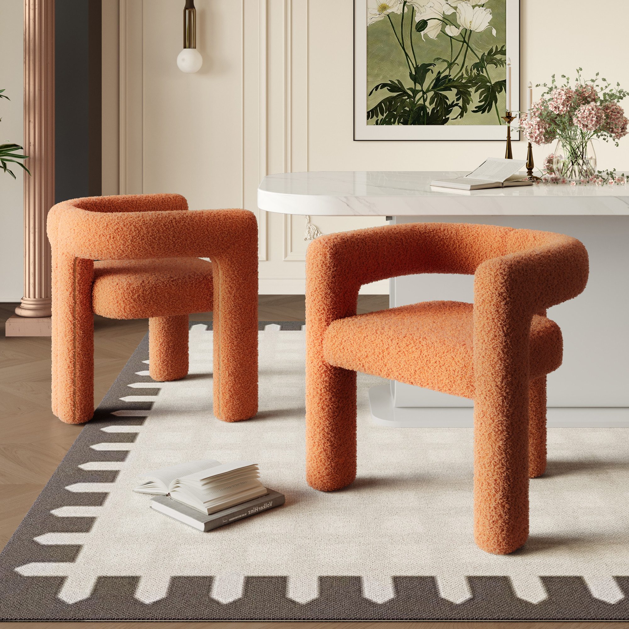 STILVORA Esszimmerstuhl Sessel mit Teddy-Flor&Rückenunterstützung,Esszimmer günstig online kaufen