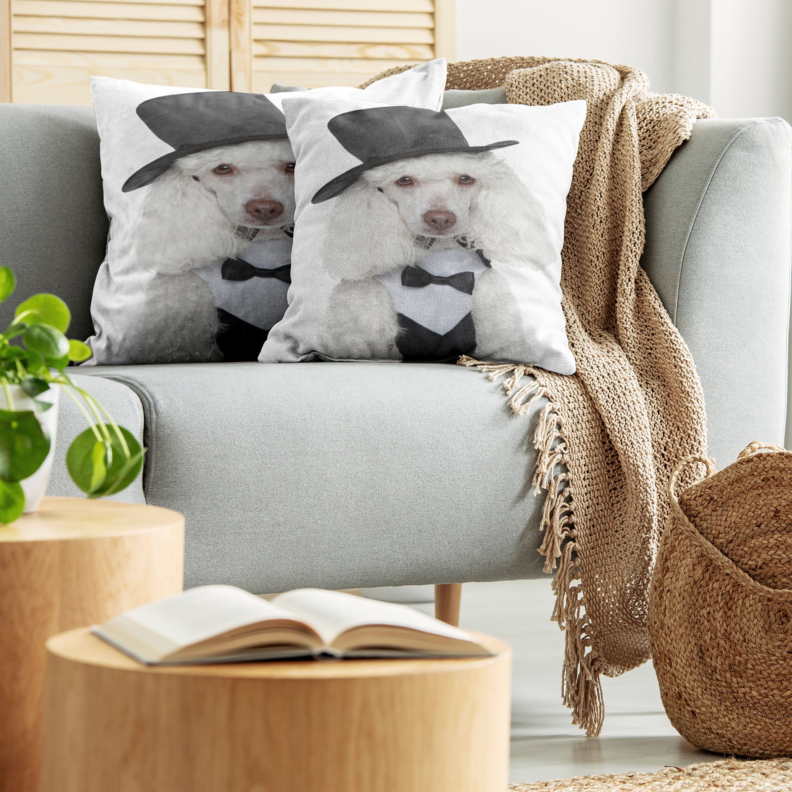 Kissenbezüge Modern Accent Doppelseitiger Digitaldruck, Blick Hut Portrait (2 Hunde einem Abakuhaus in Stück), Sad