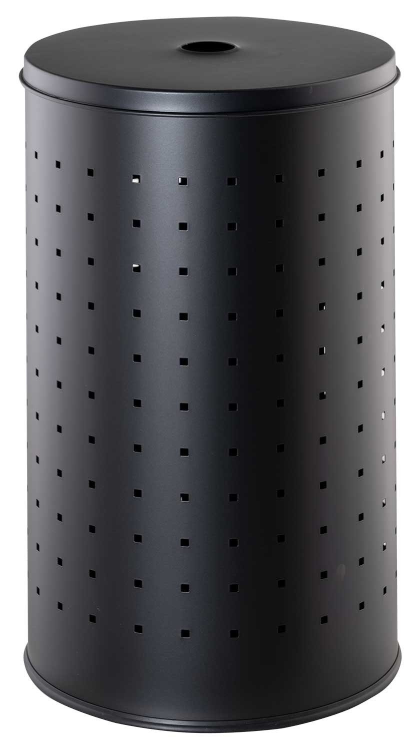 Home4You Wäschetonne Wäschesammler, 37 Liter Fassungsvermögen, Schwarz, Ø 29 cm, Edelstahl, mit Deckel und Belüftungslöcher – Bild 3 von 4