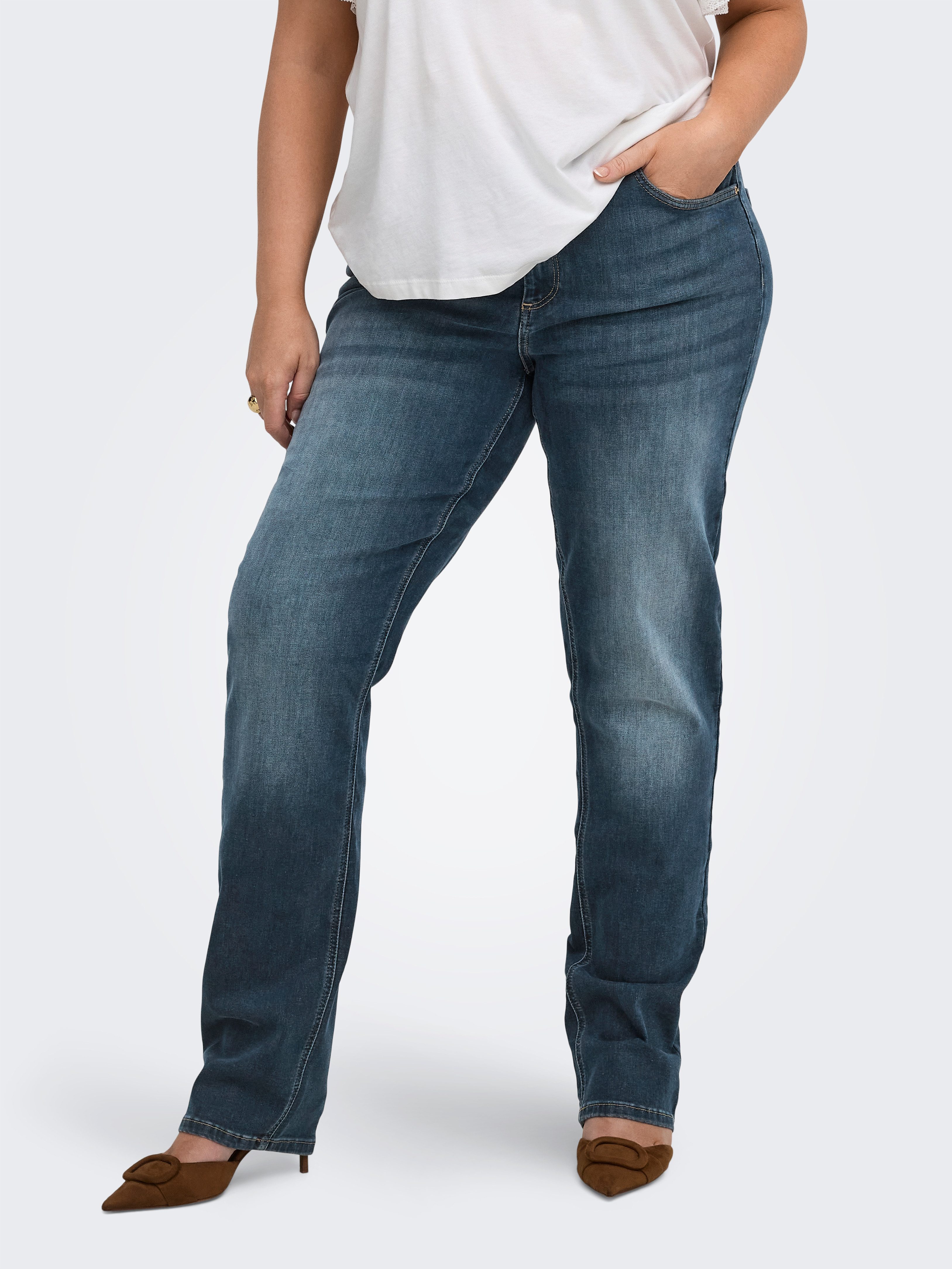 ONLY CARMAKOMA Straight-Jeans CARWILLY HW STRAIGHT DNM DOT529 NOOS Baumwollmischung, High Waist
