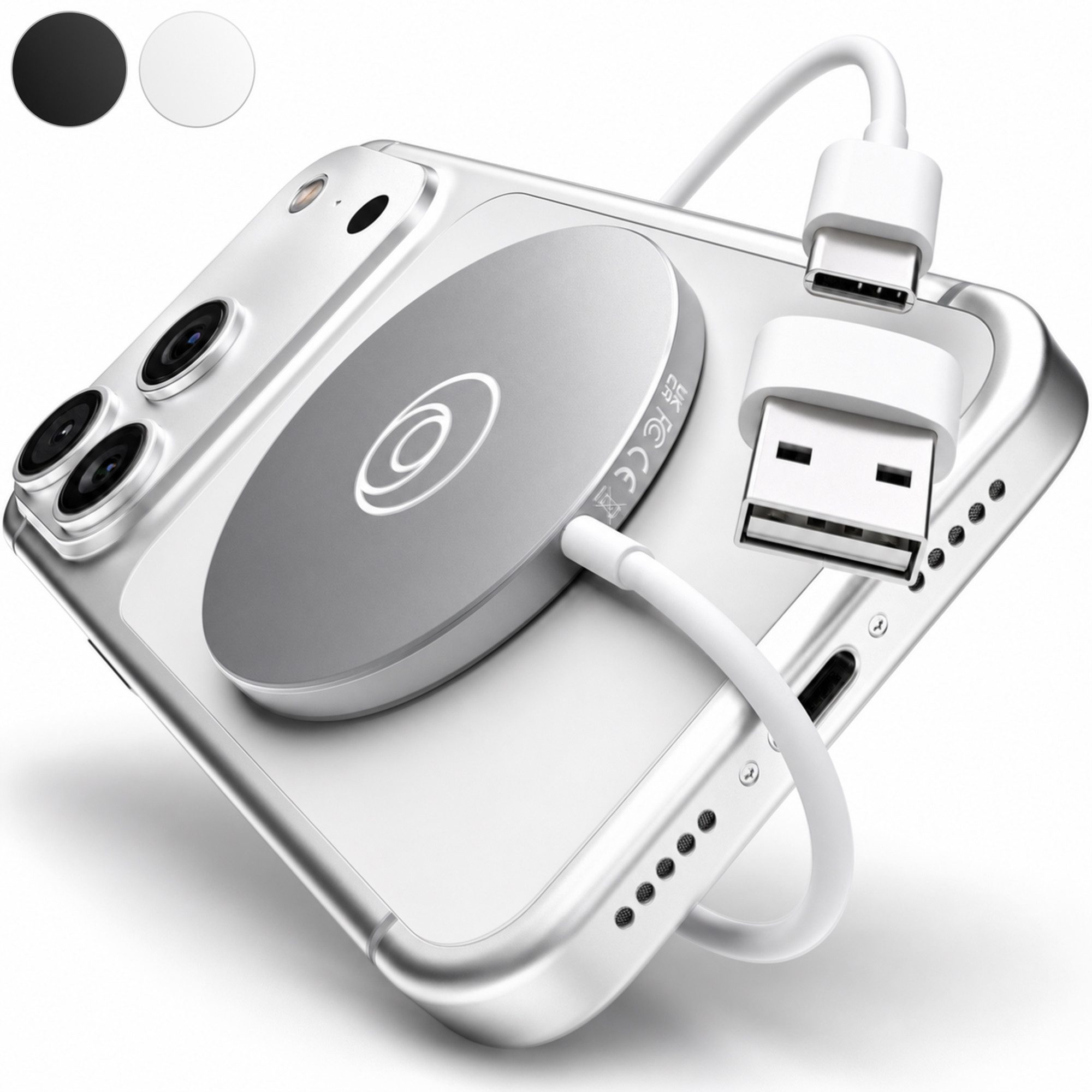 GreenHec MagSafe Ladegerät für Apple iPhone 17 16 15 14 13 12 Pro Max Induktive Wireless Charger (0,00 mA, Set, Magnetic MagPad + USB-A Adapter, 15w Wireless Charger Ladestation Kabellose Induktionsladegerät Ladepad)