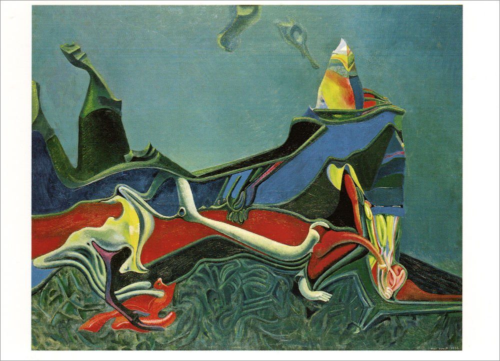 Postkarte Kunstkarte Max Ernst "Landschaft mit keimendem Korn"