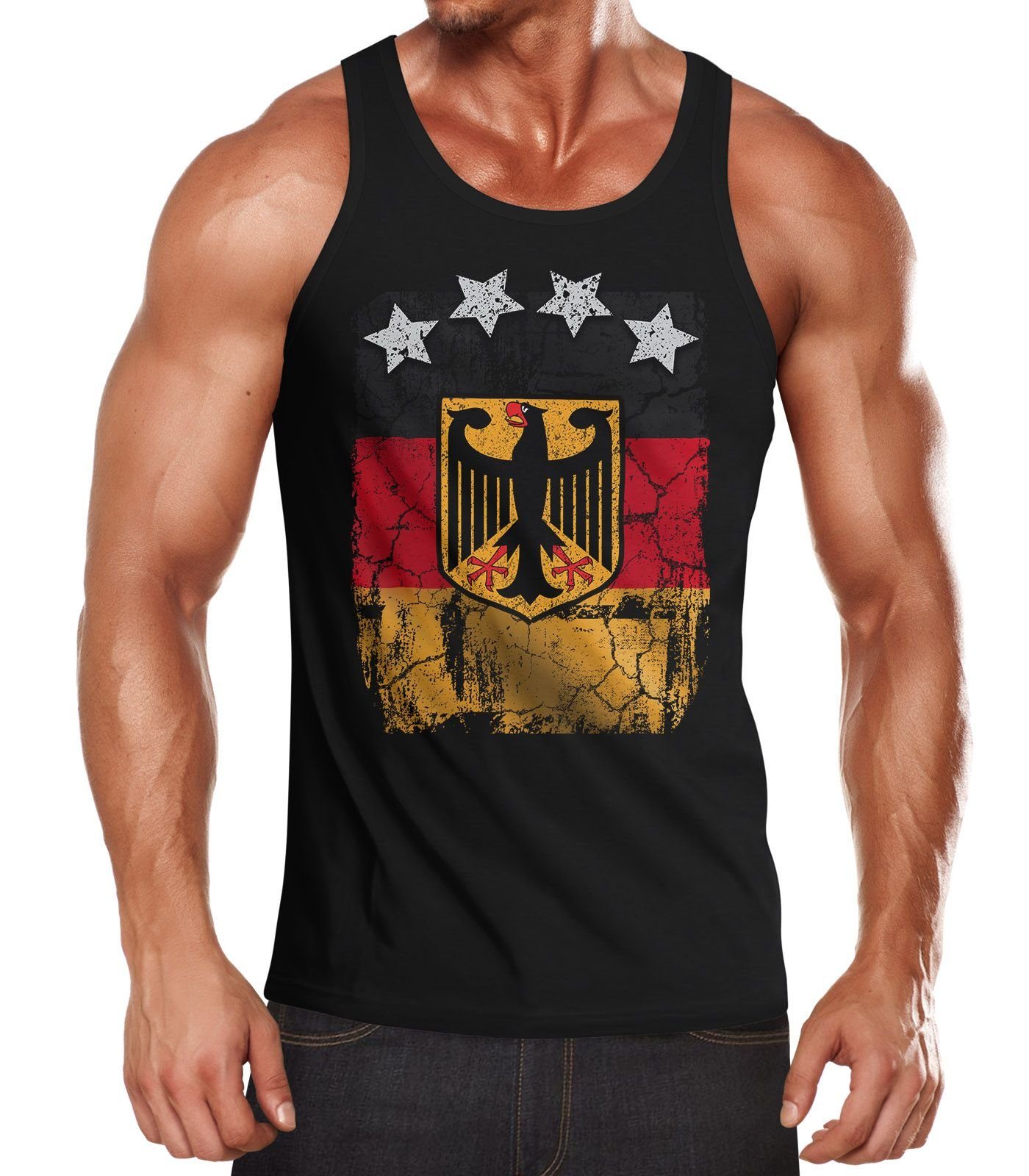 MoonWorks Tanktop Cooles Herren Tank-Top Fußball WM Deutschland Flagge Vintage Moonworks® mit Print