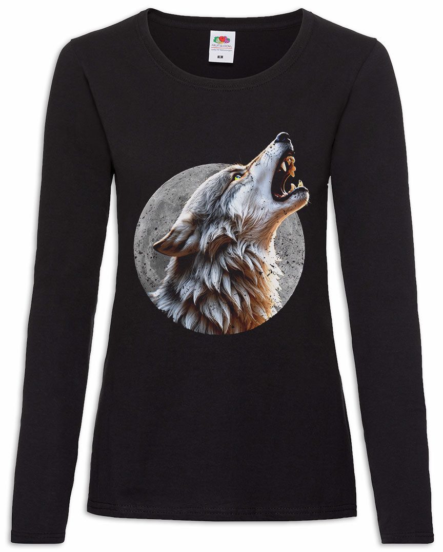 Langarmshirt Wolf Full Moon Damen Langarmshirt Mond Wölfe Werwolf Wolves Werewolf