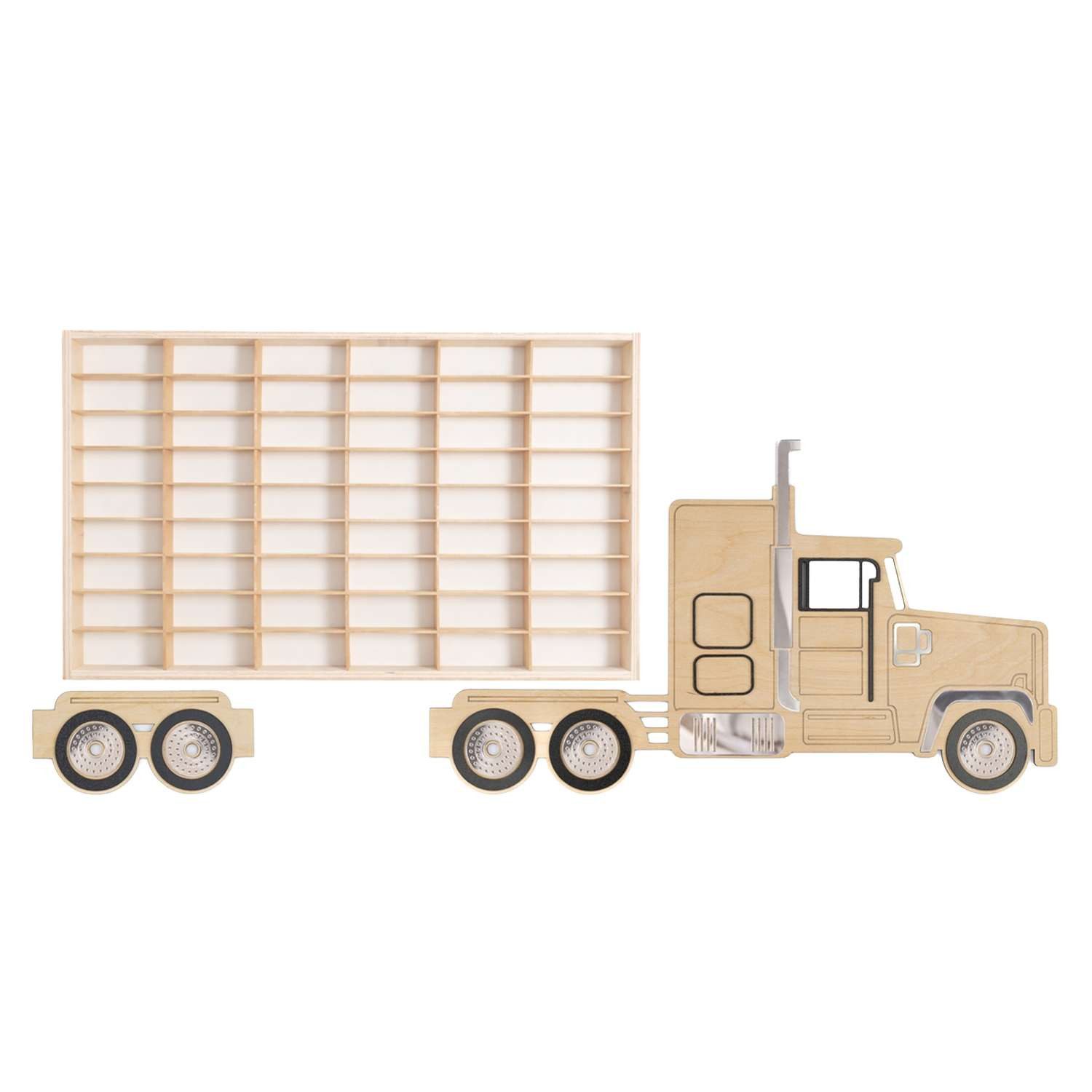 ART TWIST HOME Wandregal Modellauto Display-Regal 54 Fächer 1:64 Autos Holz 59x36cm Wand, Sammelvitrine American Truck Kaschmir Setzkasten Kinderzimmer