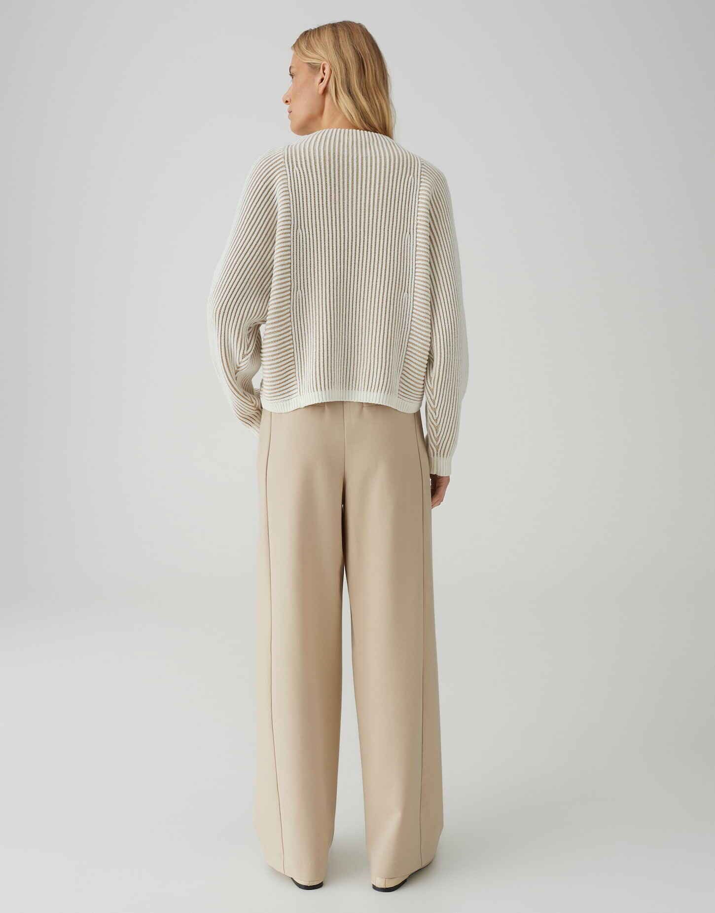 OPUS Strickpullover POZOLI mit dynamischen Streifenstrick Lockere Passform, schmal zulaufend, langer Fledermausärmel