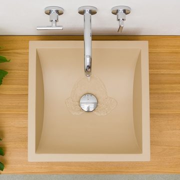 wohnfreuden Aufsatzwaschbecken Terrazzo Waschbecken THERA 42 cm in karamell-beige (Kein Set), 126453