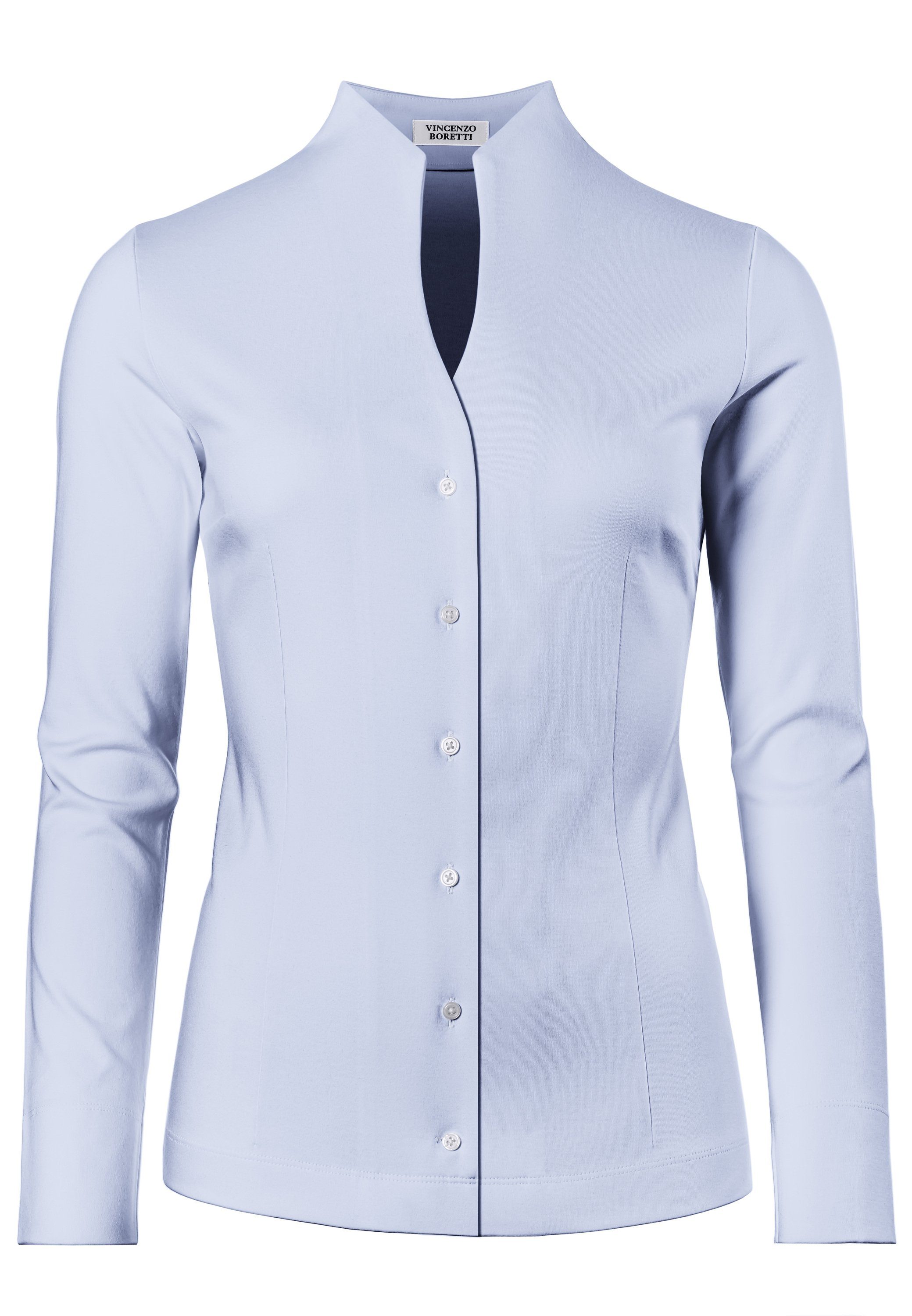 Vincenzo Boretti Klassische Bluse leicht tailliert Jersey Kelchkragen günstig online kaufen