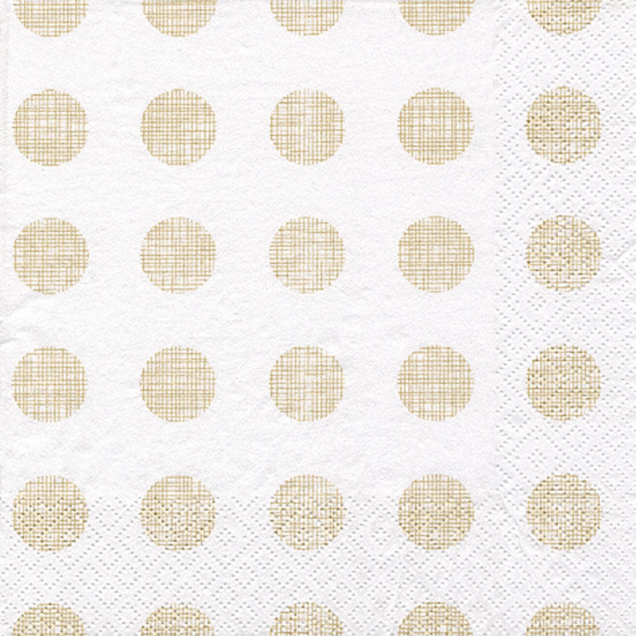 ti-flair Papierserviette, Servietten Papier 33x33cm mit Punkten 20 Stück Weiß / Gold