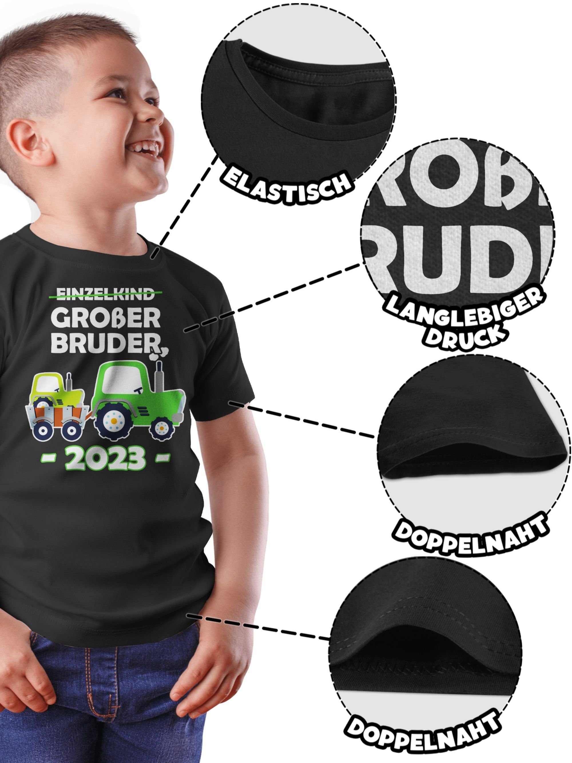 Shirtracer T-Shirt Einzelkind Großer Bruder Schwarz Traktor 03 2023 Bruder Großer