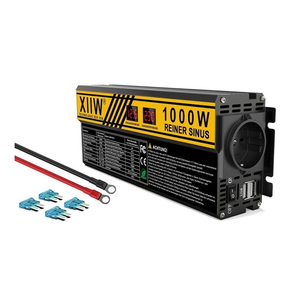Spannungswandler Reiner Sinus Spannungswandler 1000W 2000W Wechselrichter Auto KFZ 2USB