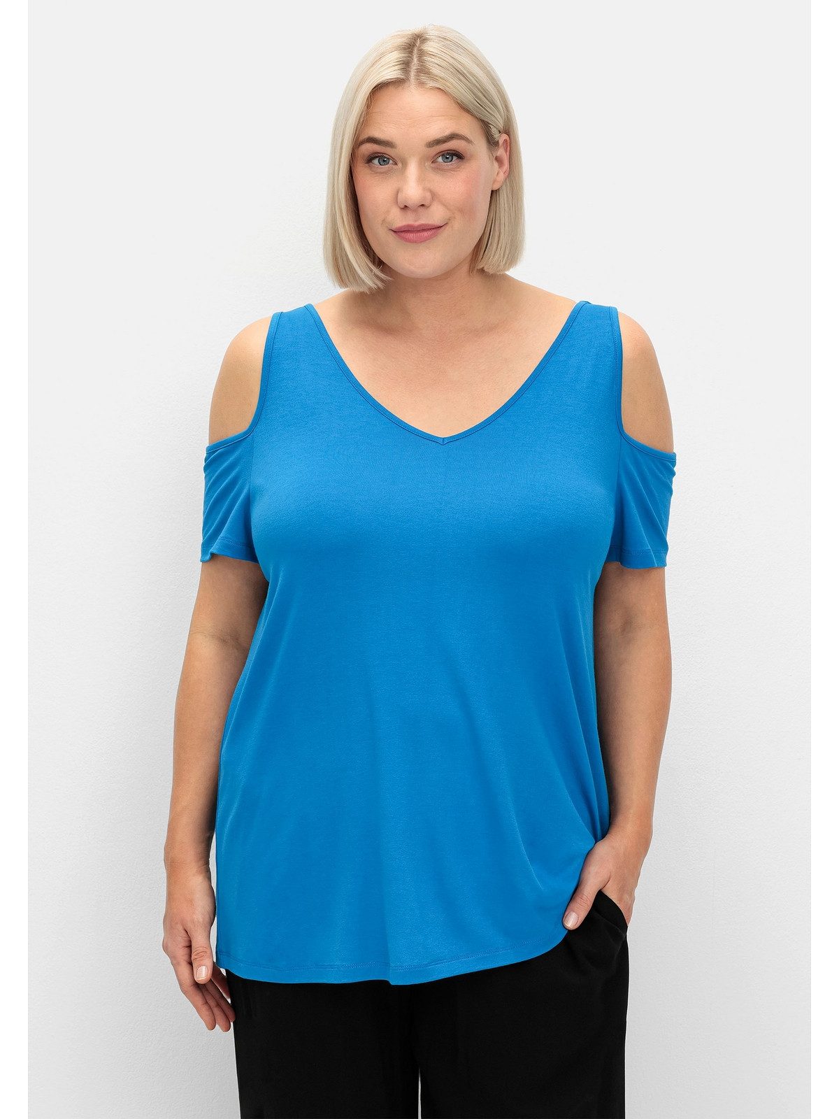 Sheego T-Shirt Große Größen mit V-Ausschnitt, günstig online kaufen