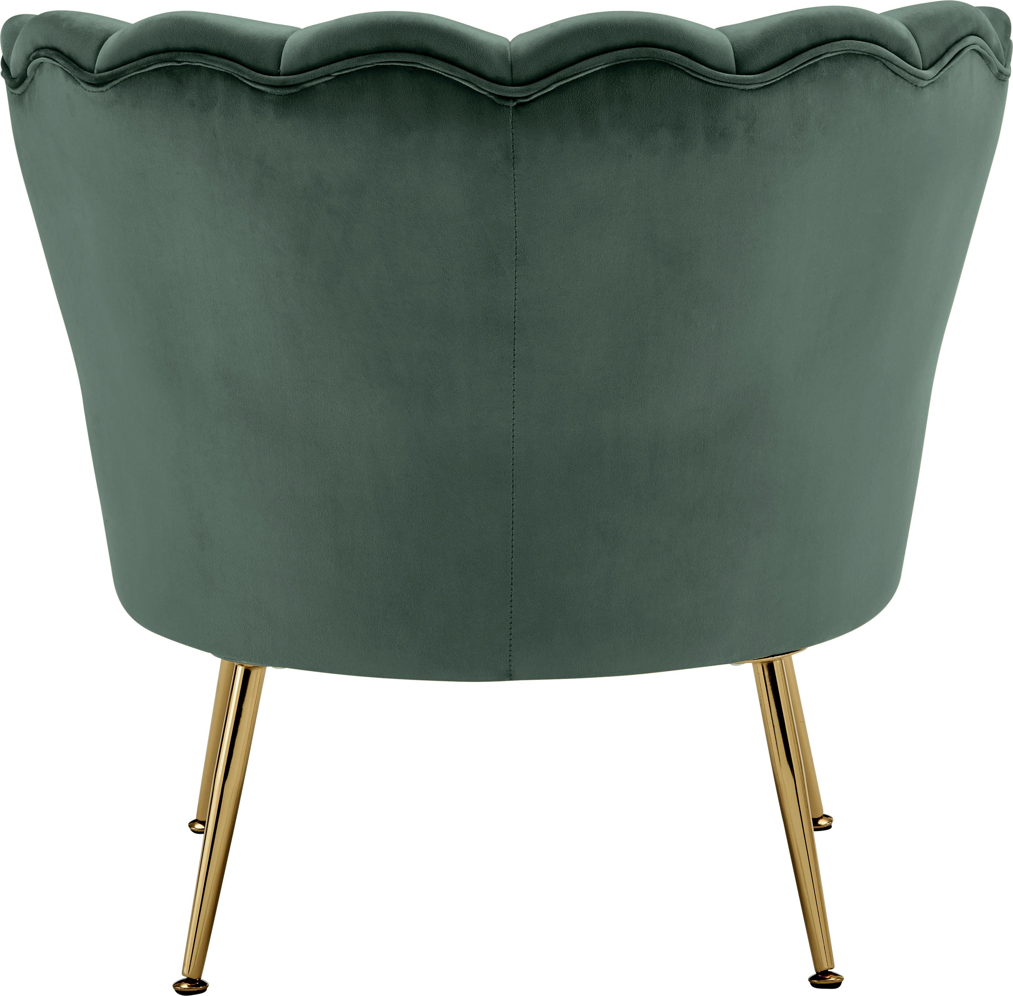 Samtvelours Kelsey, mit edlem cm dunkelgrün weichen Metallgestell, Sitzhöhe 43,5 Leonique Bezug, Loungesessel