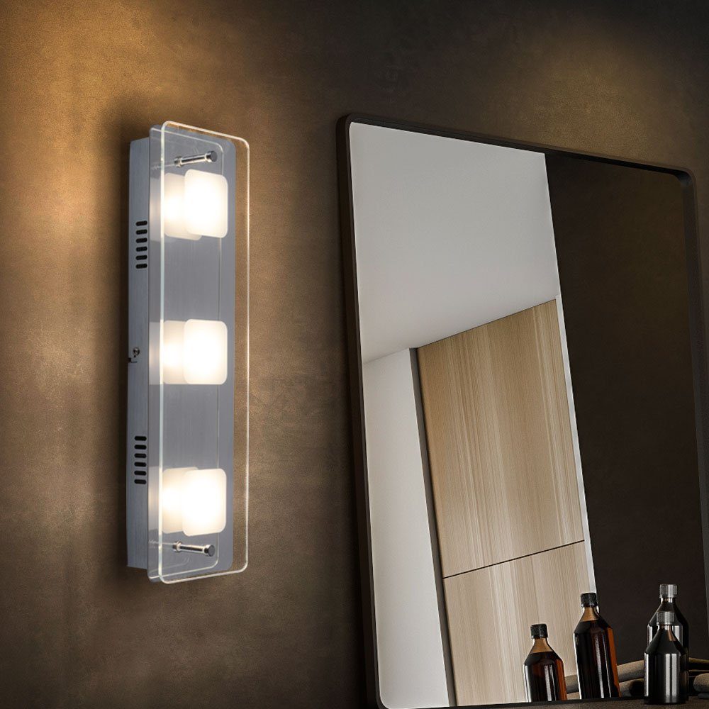 Globo LED Wandleuchte, LED-Leuchtmittel fest verbaut, Warmweiß, LED Design Wand Leuchte Glas Strahler Arbeits Wohn Zimmer | Wandleuchten