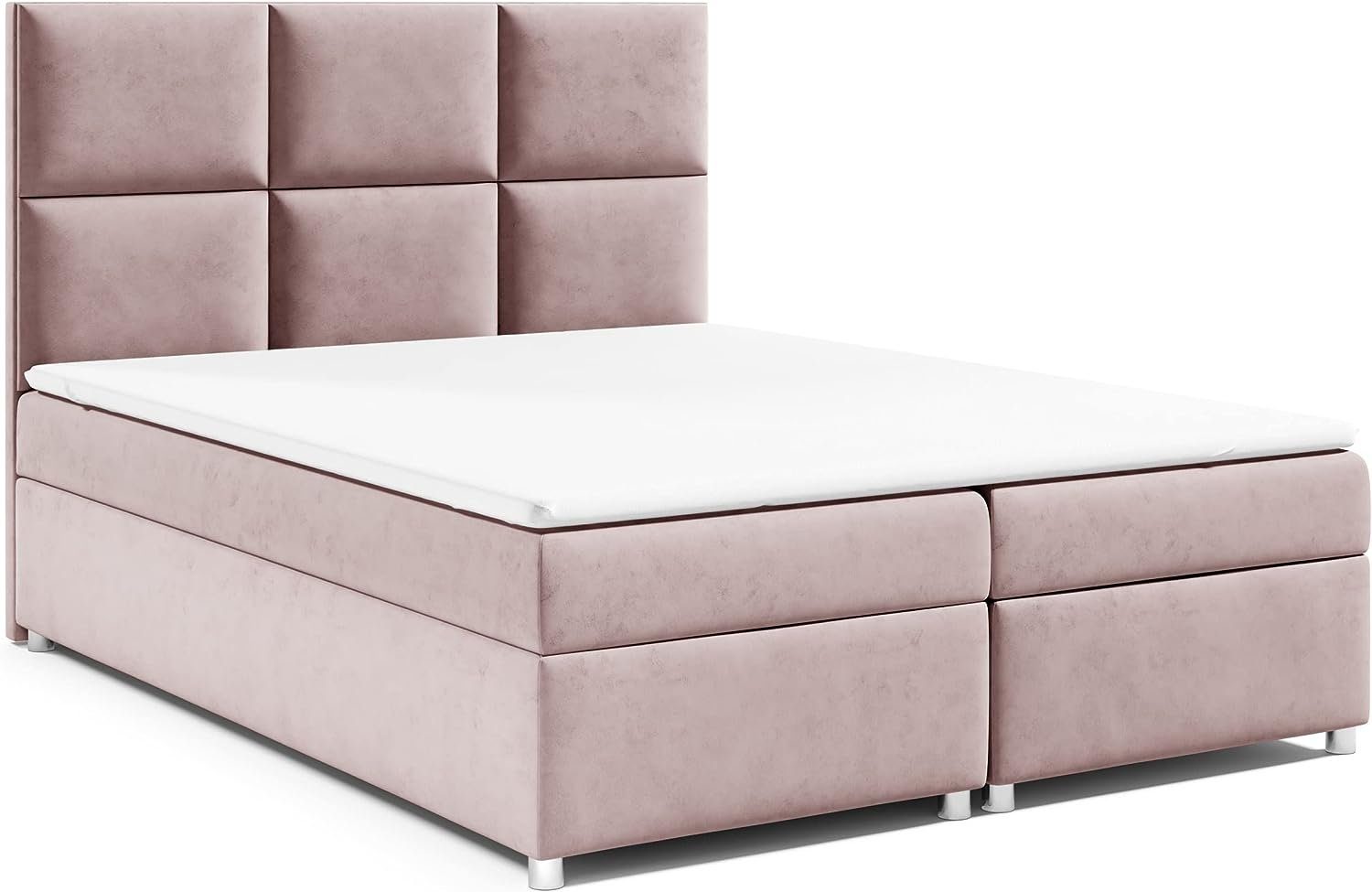 Best for Home Boxspringbett Trinity K13, mit Bettkasten und Topper Rosa