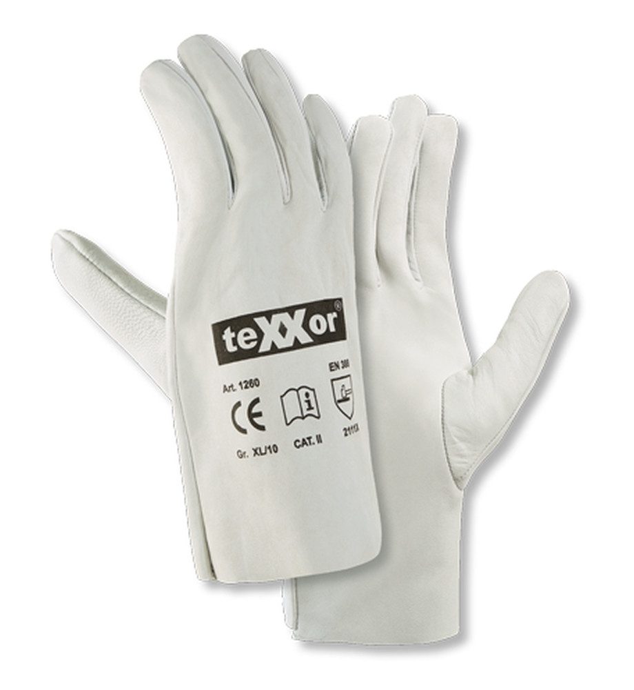 teXXor Leder-Arbeitshandschuhe Schafsnappa Handschuh VOLLLEDER natur 1260 (Packung, 12-St., VPE= 12-240 Paar, Gr 7-11)