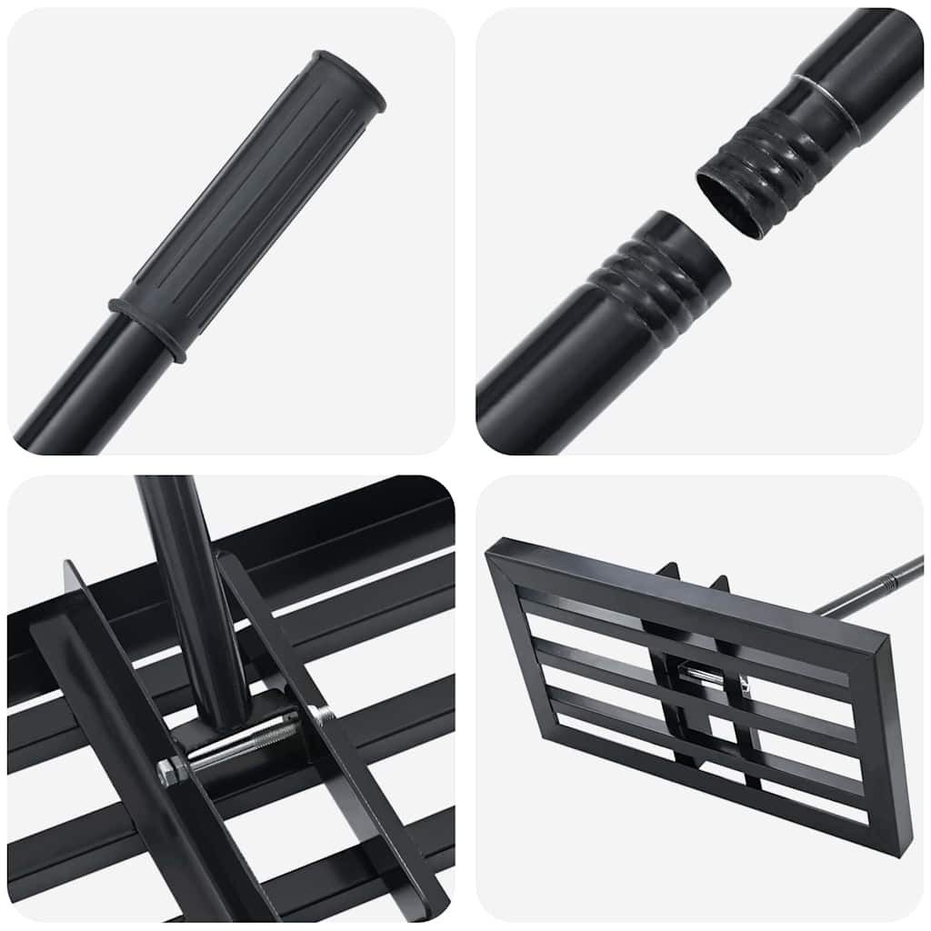 vidaXL Rechen Gartenrechen Schwarz 45 x 25 x 200 cm Pulverbeschichteter Stahl, (1-tlg)